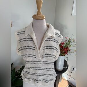 By Together Cream and Black Knit Top